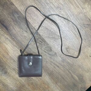 Lodis Brown Leather Mini Crossbody Bag Wallet Purse‎